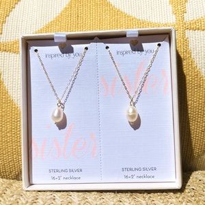 NIB! INSPIRED BY YOU “SISTER” STERLING SILVER GOLD PLATED PEARL NECKLACE SET